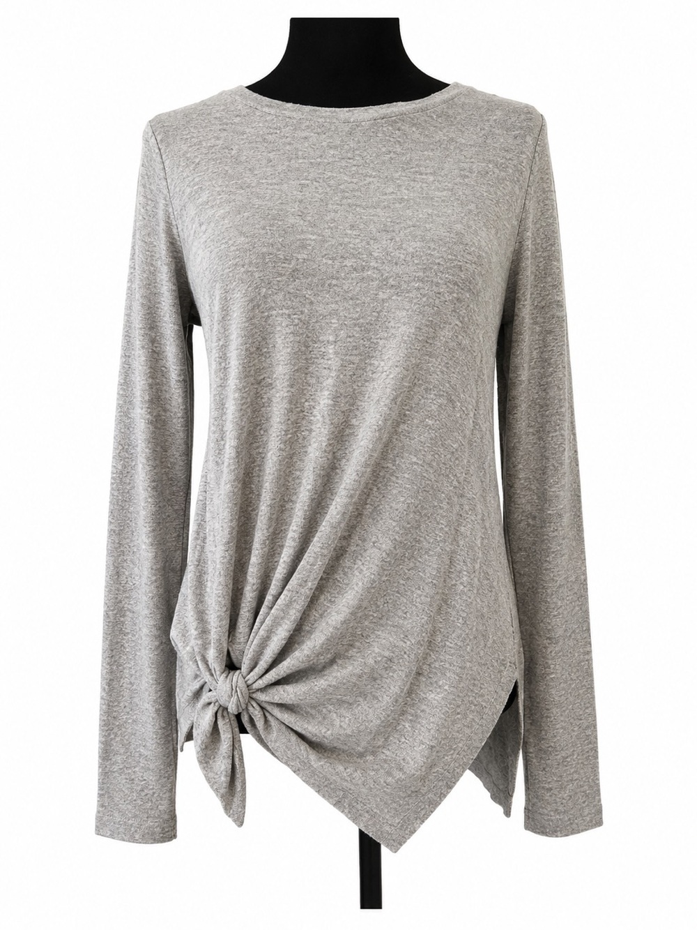THE LIMITED GRAY LONG SLEEVE SWEATER WITH FRONT TIE DETAIL